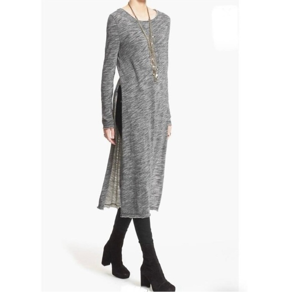 Free People To the Max Long Knit Tunic side slit dress small grey - Picture 1 of 7